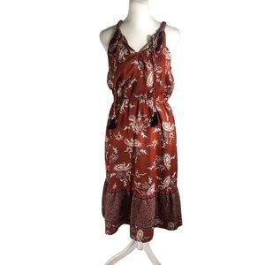 Knox Rose paisley knit sleeveless boho midi dress Sz XS